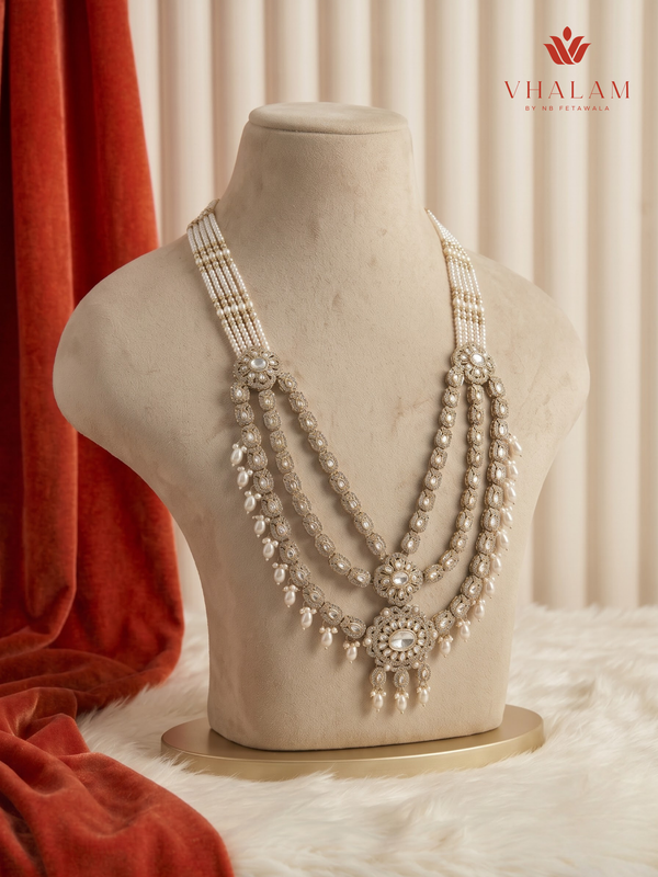 Ivory Pearl Floral Moissanite Dulha Mala, gallery view 2