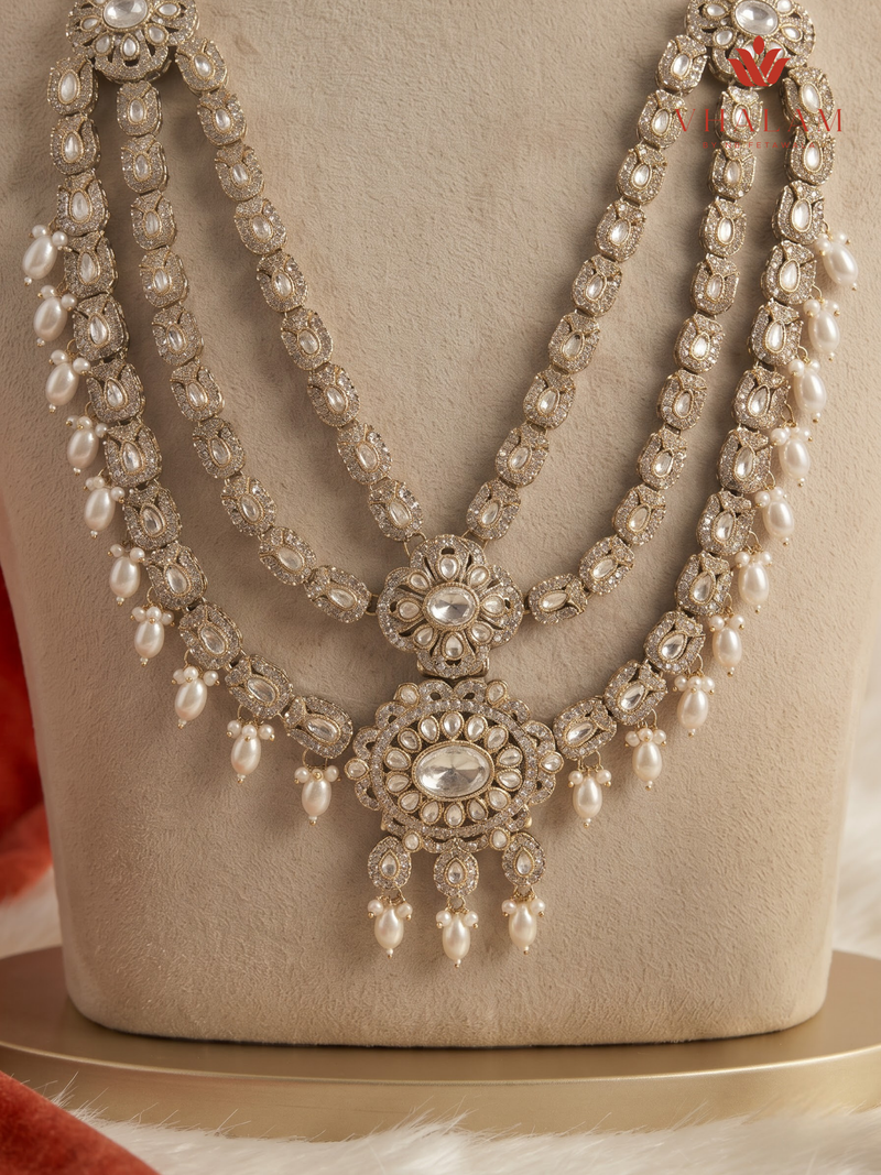 Ivory Pearl Floral Moissanite Dulha Mala, gallery view 3