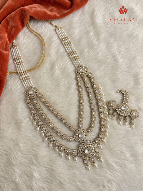 Ivory Pearl Floral Moissanite Dulha Mala, gallery view 4