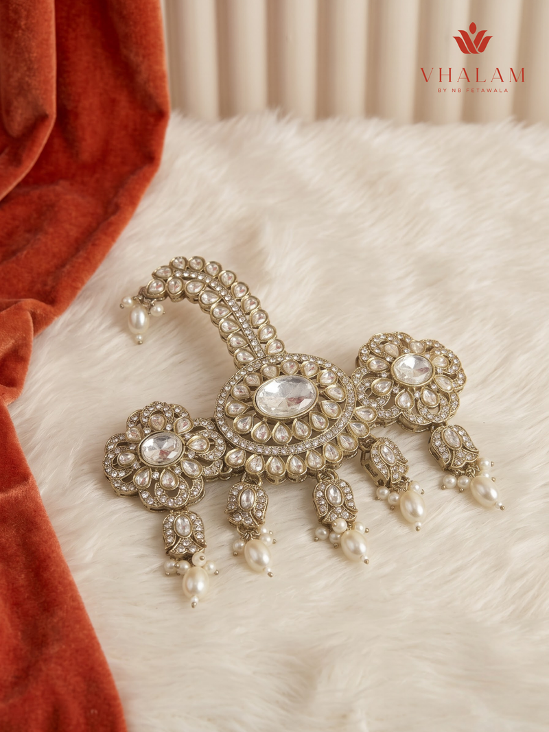 Ivory Pearl Floral Moissanite Dulha Mala, gallery view 6