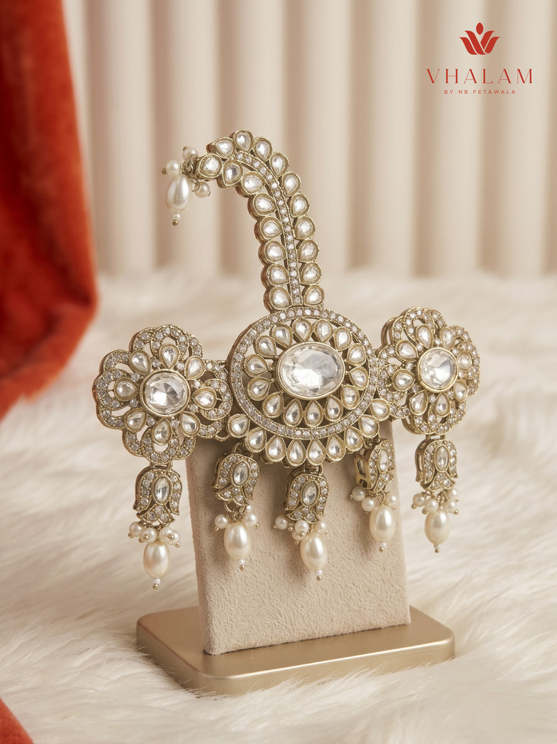 Ivory Pearl Floral Moissanite Dulha Mala, gallery view 7