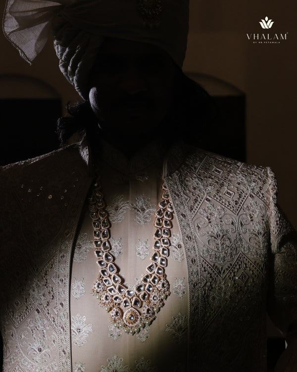 Dulha Light Pink Meenakari & Polki Single-Strand Mala