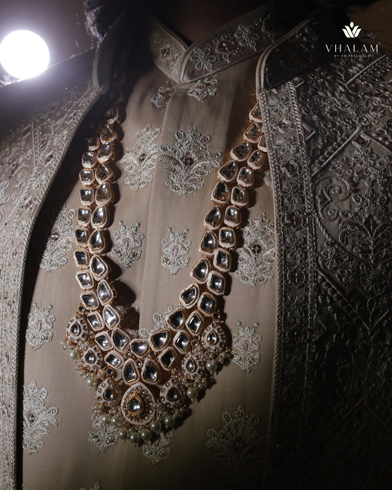 Dulha Light Pink Meenakari & Polki Single-Strand Mala