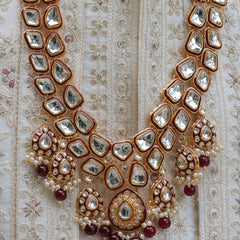 Dulha Maroon Meenakari & Polki Single-Strand Mala