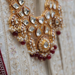 Dulha Maroon Meenakari & Polki Single-Strand Mala