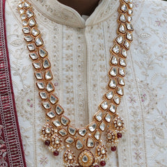 Dulha Maroon Meenakari & Polki Single-Strand Mala