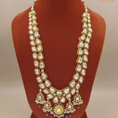 Dulha Maroon Meenakari & Polki Single-Strand Mala