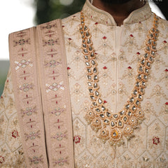 Groom Peach Meenakari & Polki Long Necklace