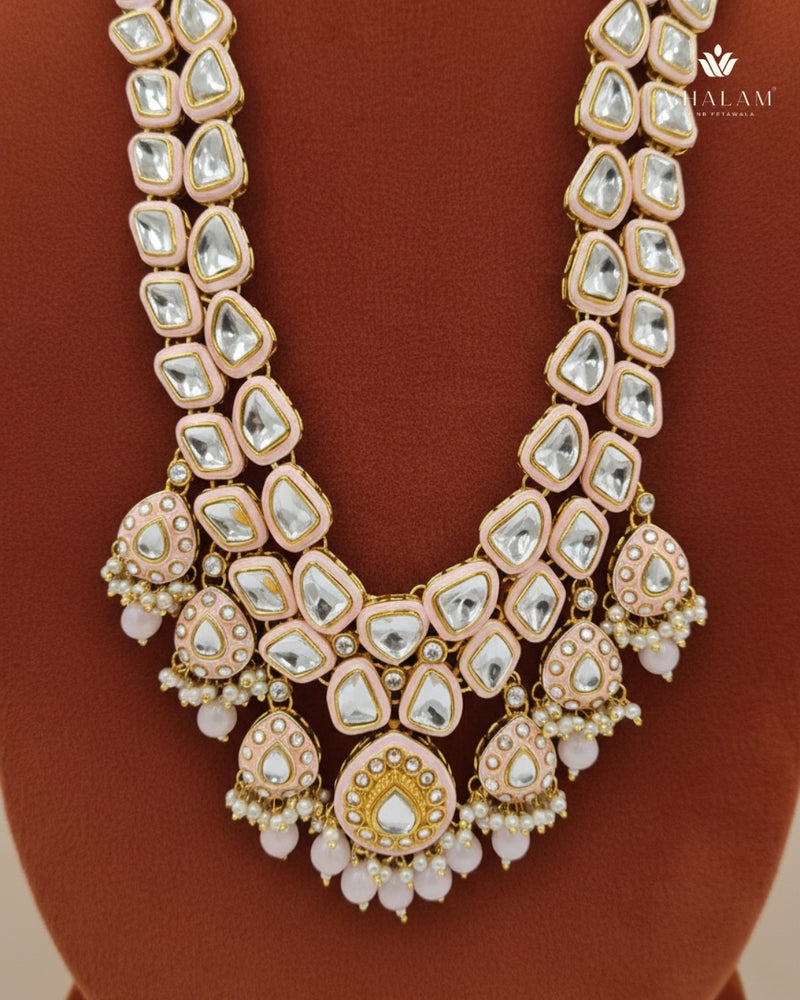 Groom Peach Meenakari & Polki Long Necklace