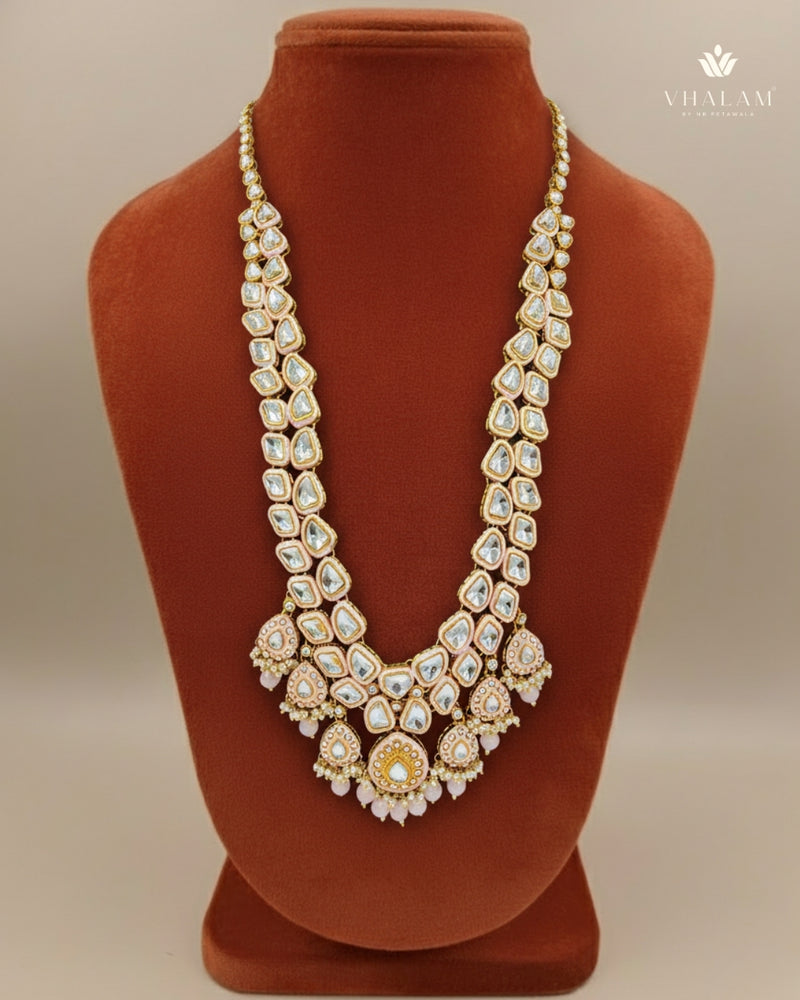 Groom Peach Meenakari & Polki Long Necklace