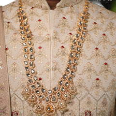 Groom Peach Meenakari & Polki Long Necklace