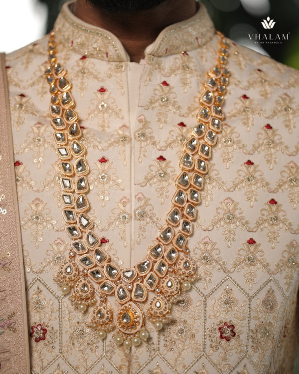 Groom Peach Meenakari & Polki Long Necklace