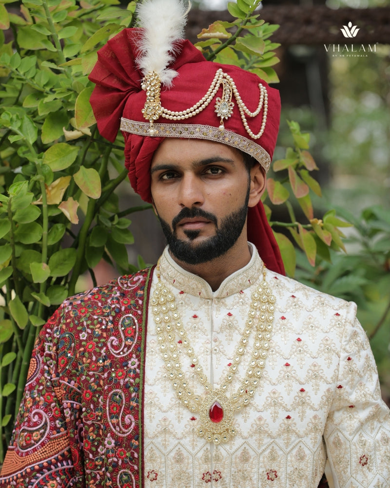 Dulha Red Stone & Kundan Polki Multi-Layer Mala