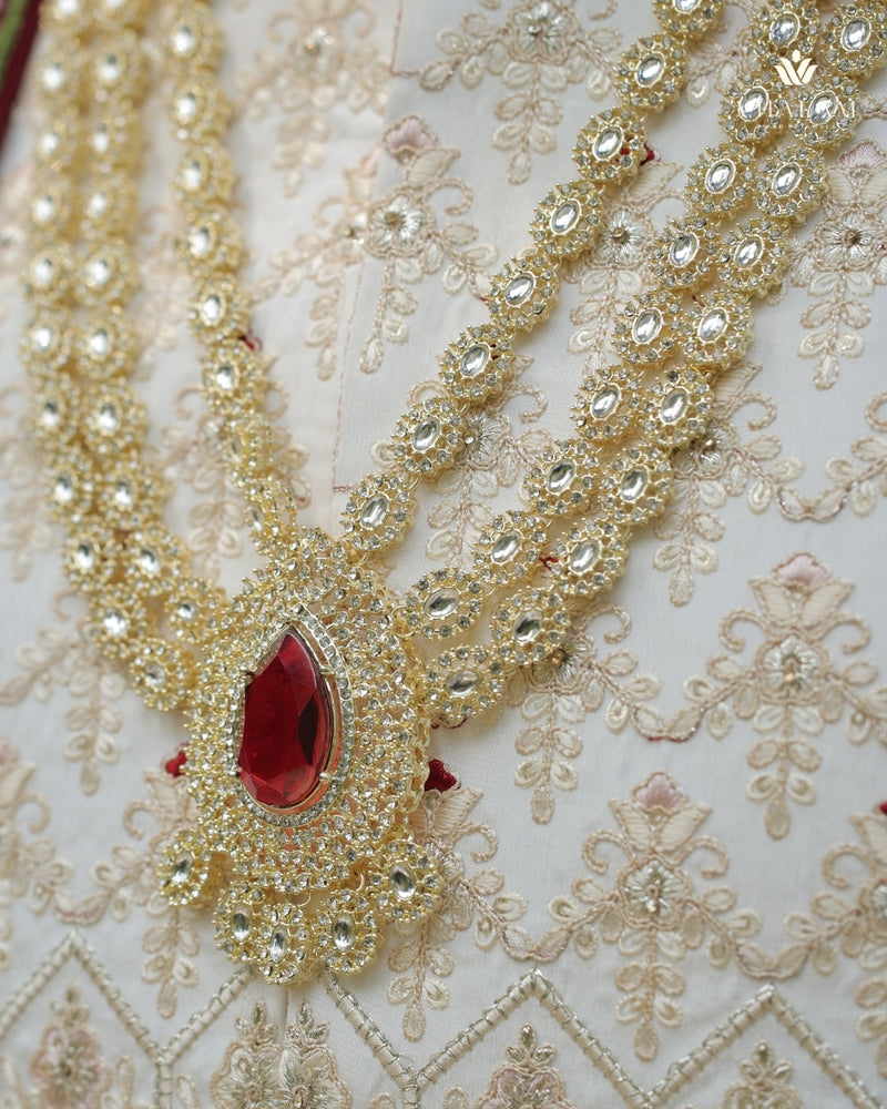 Dulha Red Stone & Kundan Polki Multi-Layer Mala