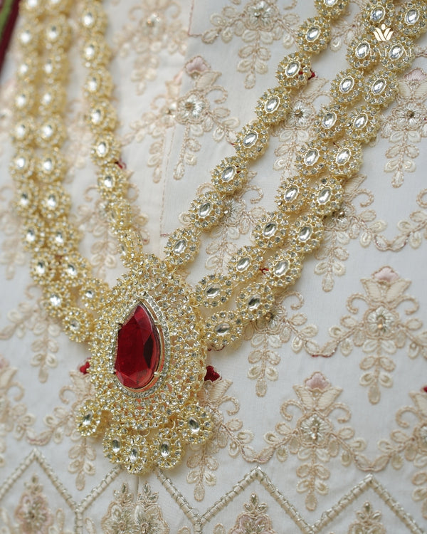 Dulha Red Stone & Kundan Polki Multi-Layer Mala
