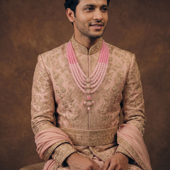 Blush Pink Graduated Bead & Eye Pendant Dulha Mala | alternate view 3