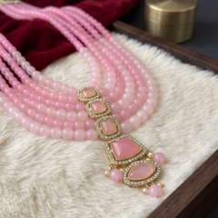 Blush Pink Graduated Bead & Eye Pendant Dulha Mala | alternate view 5