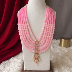 Blush Pink Graduated Bead & Eye Pendant Dulha Mala | alternate view 6