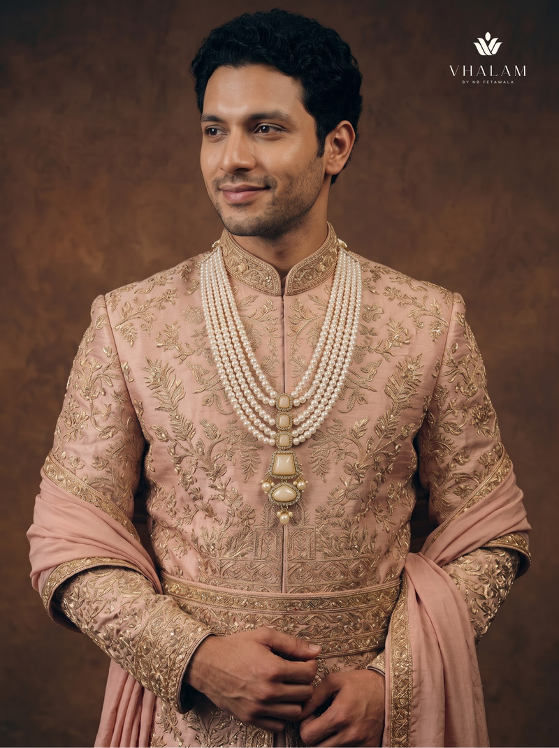 Ivory Graduated Bead & Eye Pendant Dulha Mala | hero view