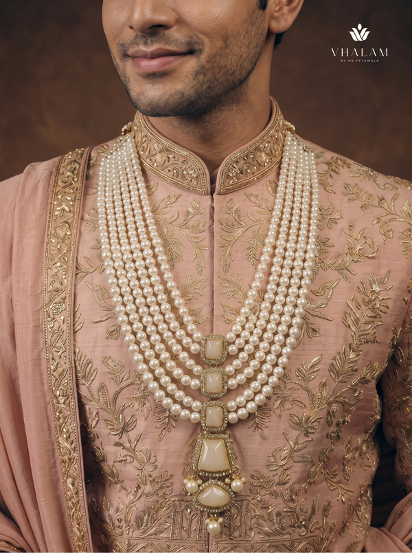 Ivory Graduated Bead & Eye Pendant Dulha Mala | alternate view 2
