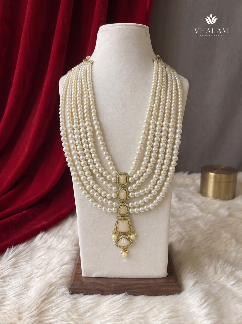 Ivory Graduated Bead & Eye Pendant Dulha Mala | alternate view 3