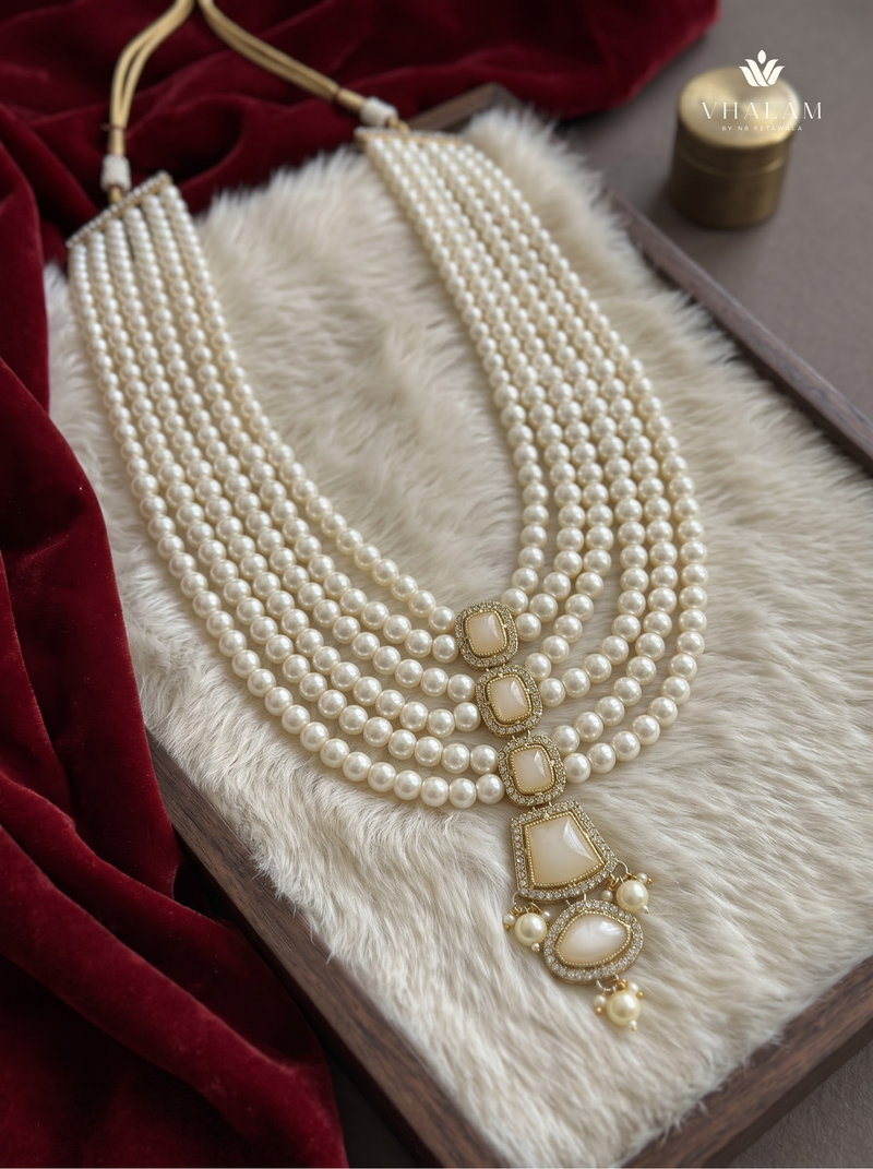 Ivory Graduated Bead & Eye Pendant Dulha Mala | alternate view 4