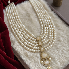 Ivory Graduated Bead & Eye Pendant Dulha Mala | alternate view 4