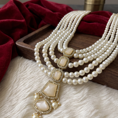 Ivory Graduated Bead & Eye Pendant Dulha Mala | alternate view 5