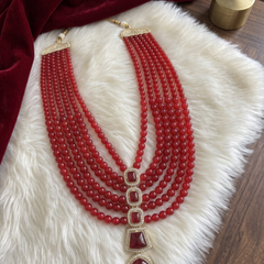 Ruby Red Graduated Bead & Eye Pendant Dulha Mala | alternate view 3