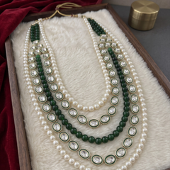 Green Bead & Ivory Five-Strand Dulha Mala | alternate view 2