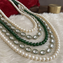 Green Bead & Ivory Five-Strand Dulha Mala | alternate view 3