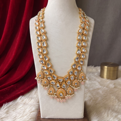 Gold-Tone Clear Stone & Peach Fringe Dulha Mala | hero view