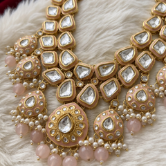Gold-Tone Clear Stone & Peach Fringe Dulha Mala | alternate view 2