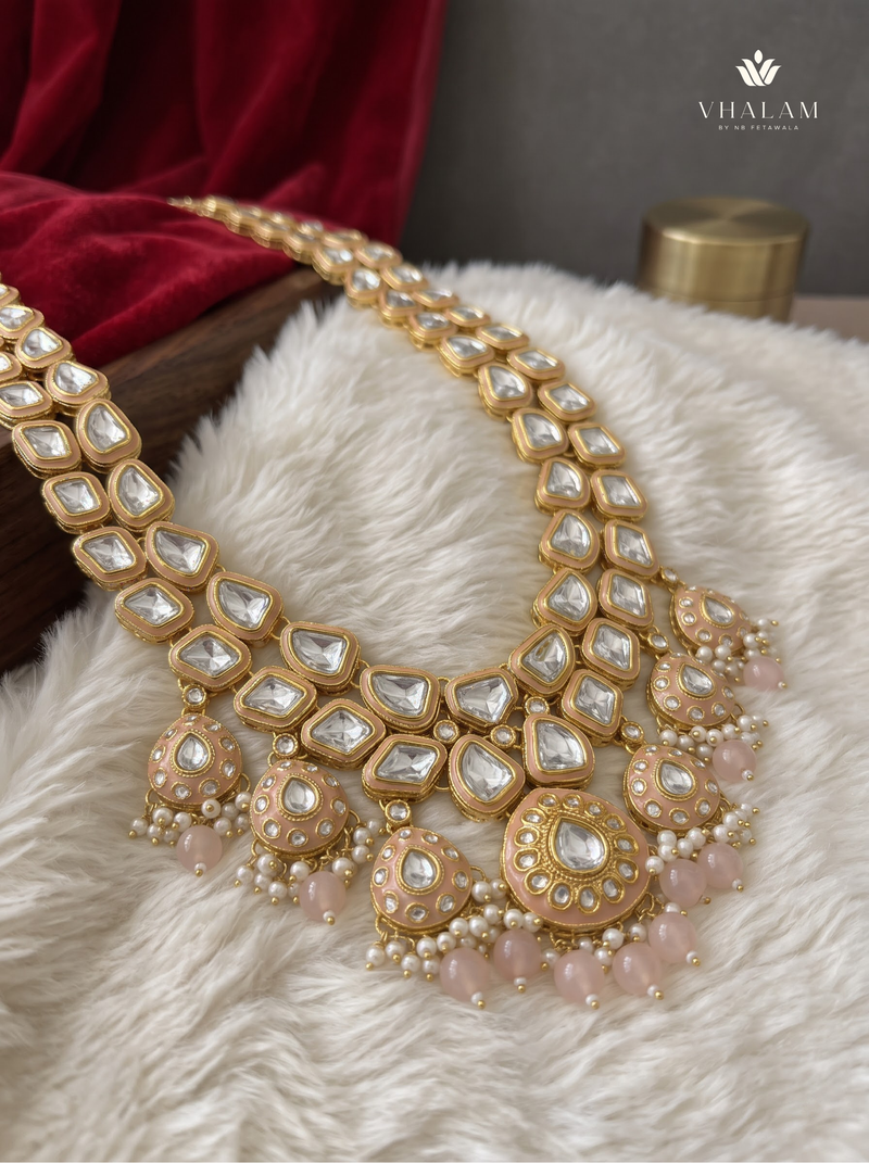 Gold-Tone Clear Stone & Peach Fringe Dulha Mala | alternate view 3