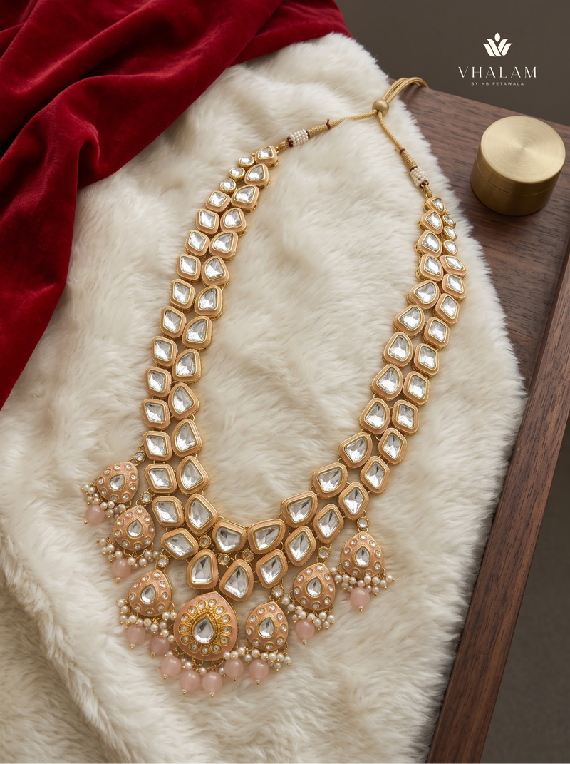 Gold-Tone Clear Stone & Peach Fringe Dulha Mala | alternate view 4