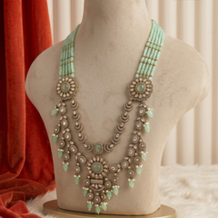 Mint Bead Rosette Moissanite Dulha Mala, gallery view 2