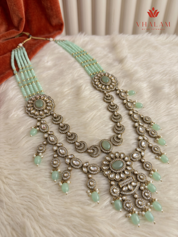 Mint Bead Rosette Moissanite Dulha Mala, gallery view 3
