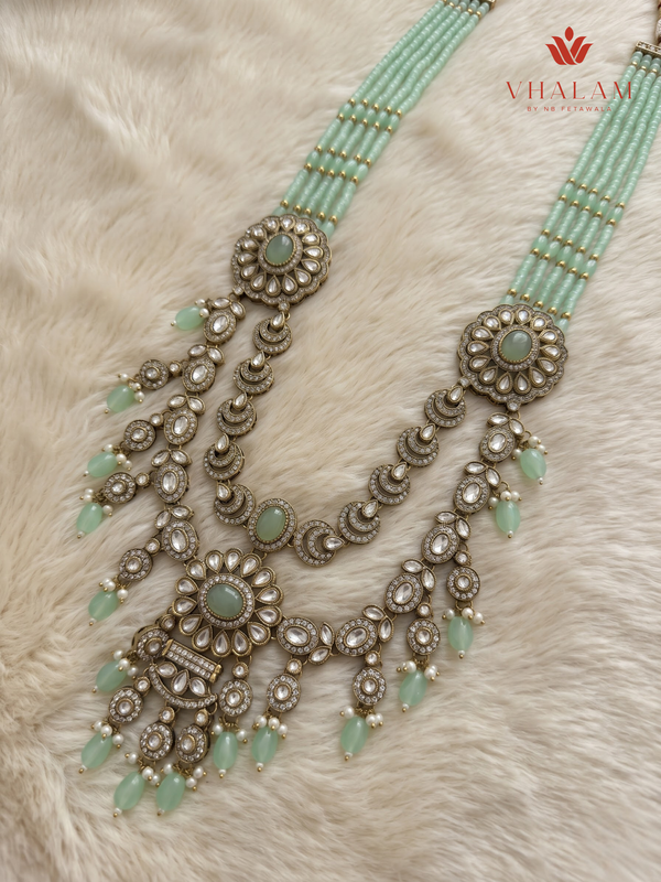 Mint Bead Rosette Moissanite Dulha Mala, gallery view 5