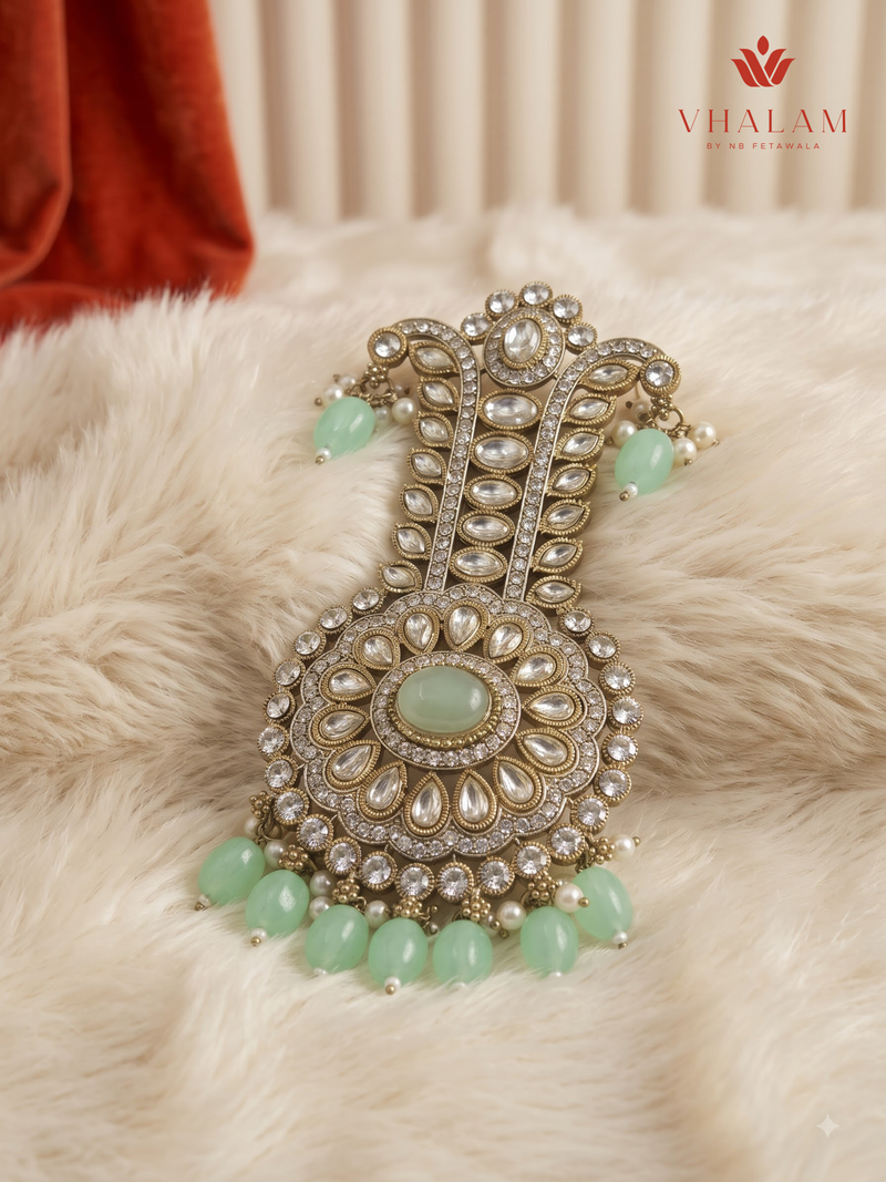 Mint Bead Rosette Moissanite Dulha Mala, gallery view 6