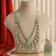 Mint Drop Pearl Moissanite Dulha Mala, gallery view 1