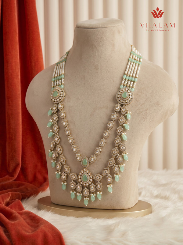 Mint Drop Pearl Moissanite Dulha Mala, gallery view 2