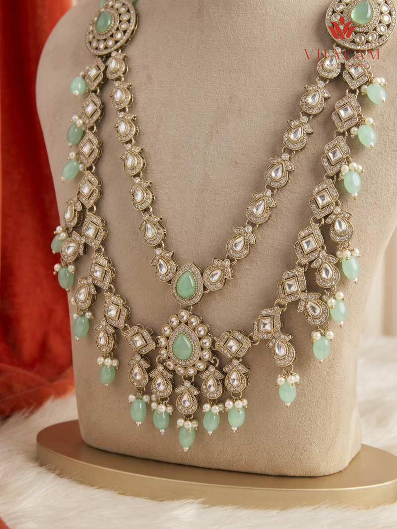 Mint Drop Pearl Moissanite Dulha Mala, gallery view 3