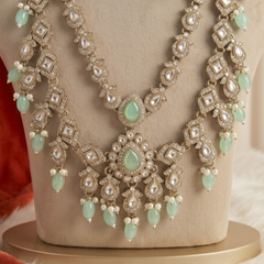 Mint Drop Pearl Moissanite Dulha Mala, gallery view 4