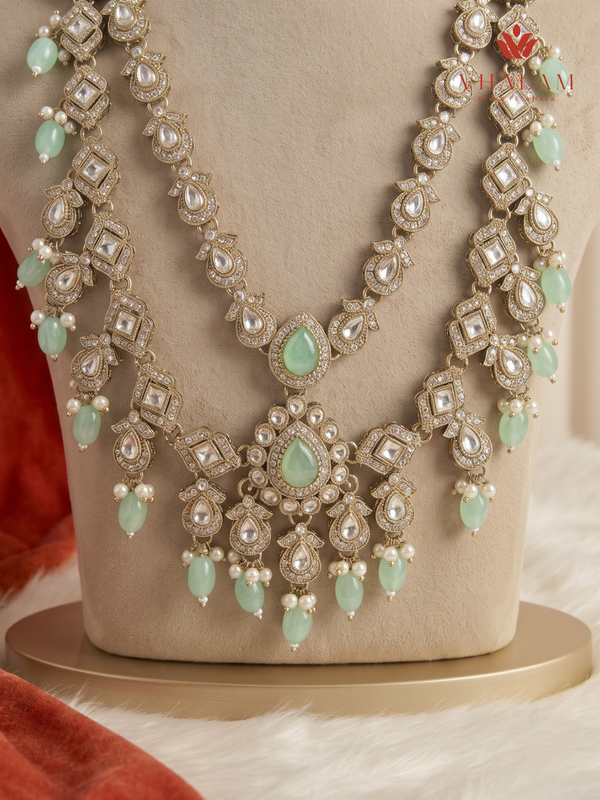 Mint Drop Pearl Moissanite Dulha Mala, gallery view 4
