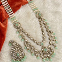Mint Drop Pearl Moissanite Dulha Mala, gallery view 5