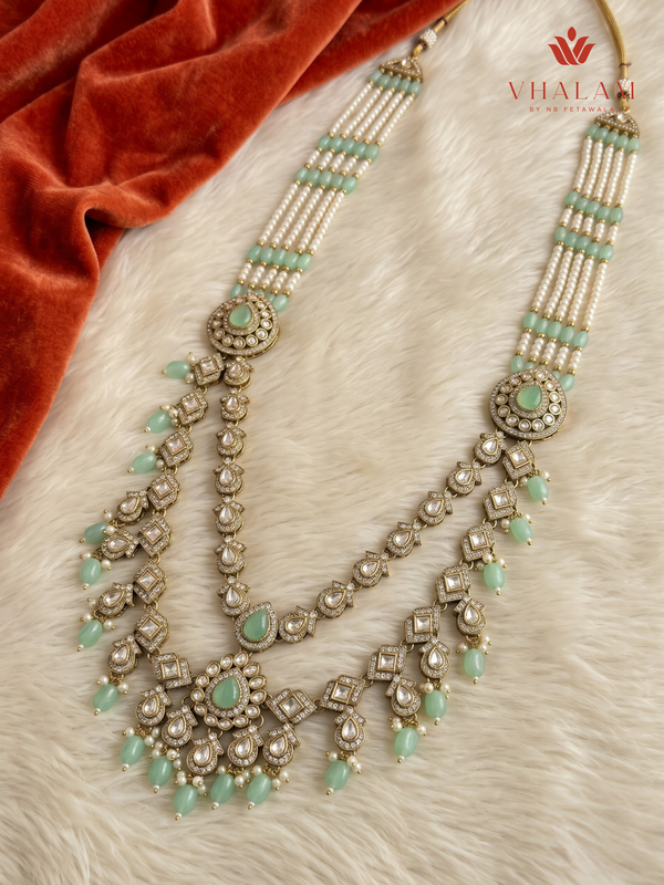 Mint Drop Pearl Moissanite Dulha Mala, gallery view 6