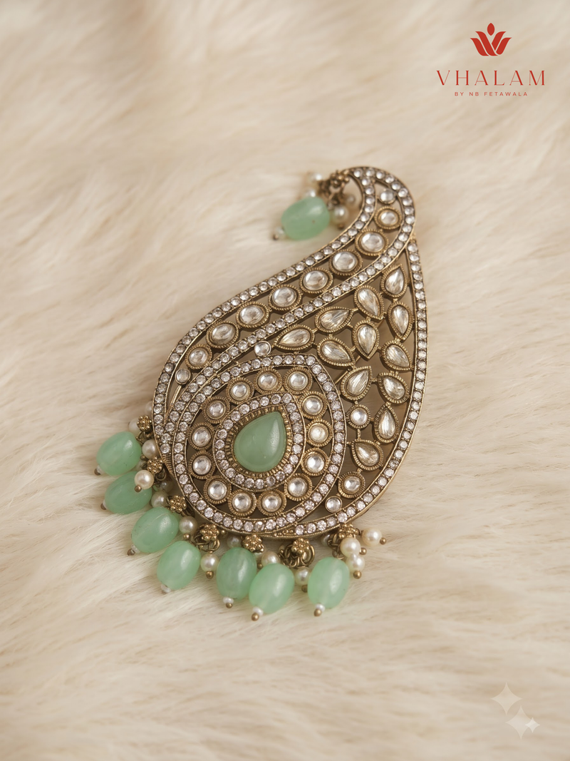 Mint Drop Pearl Moissanite Dulha Mala, gallery view 7