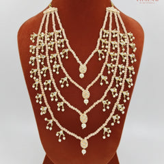 Groom Peach Pearl & Kundan Multi-Layer Mala