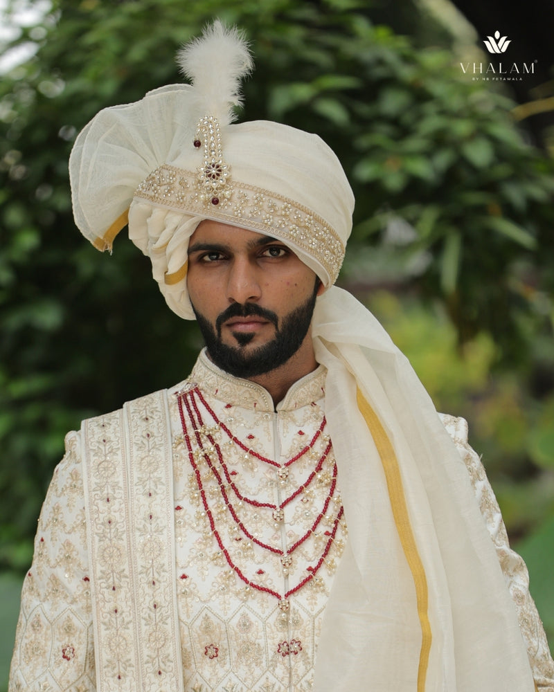 Dulha Maroon Bead & Kundan Multi-Layer Mala