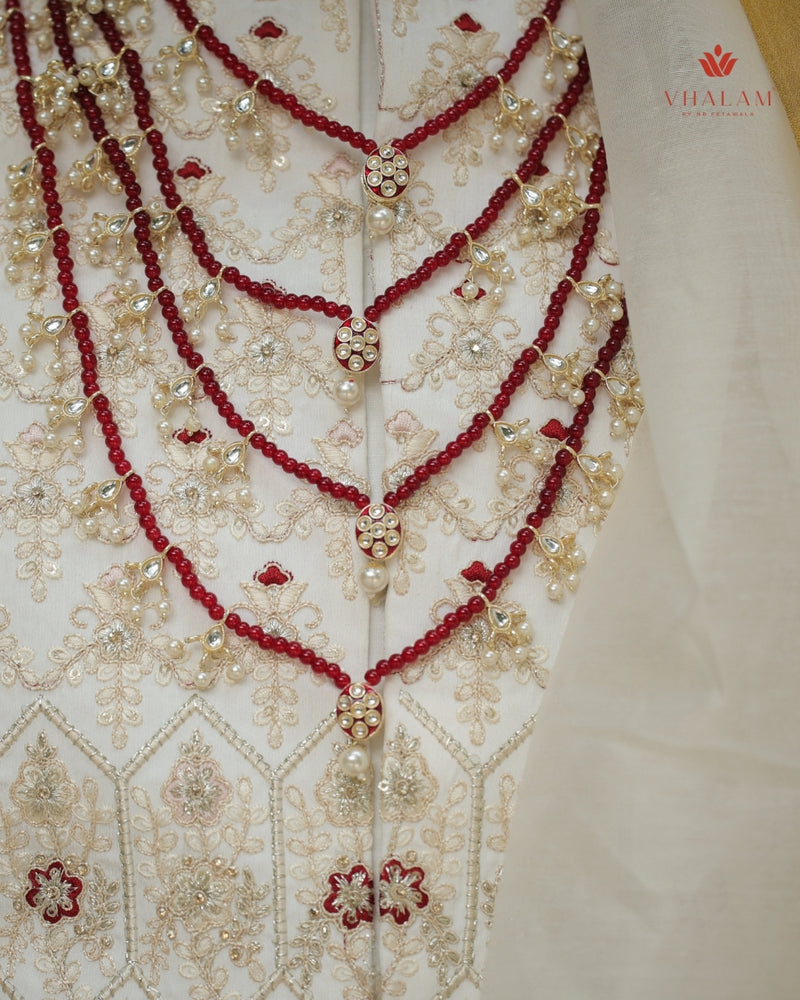 Dulha Maroon Bead & Kundan Multi-Layer Mala